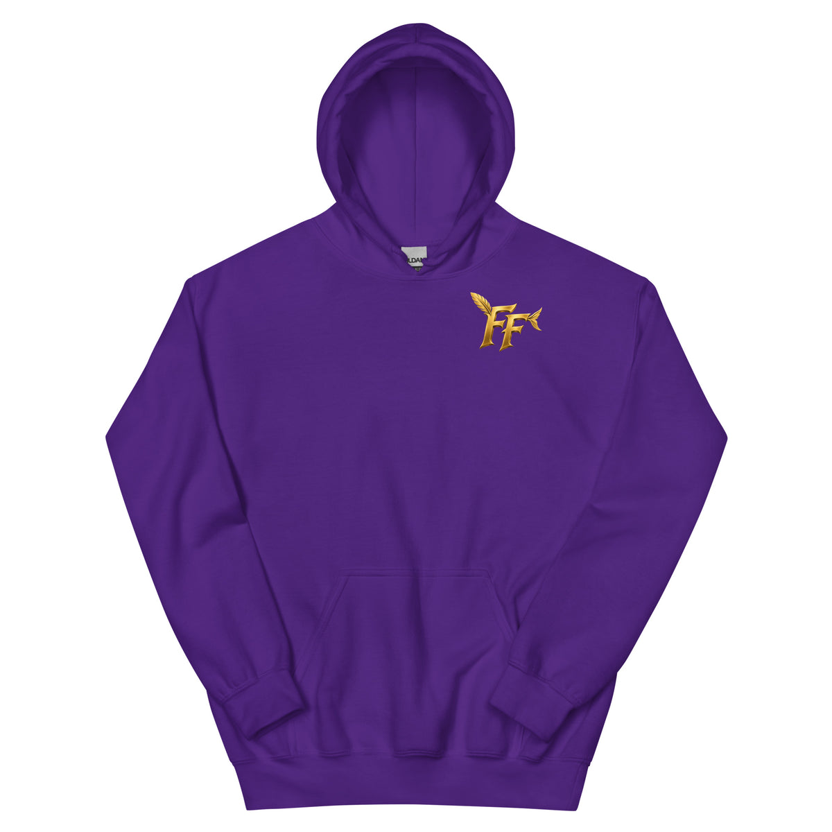 Fly Fish hoodie - purple heavy-blend fleece pullover hoodie, front view